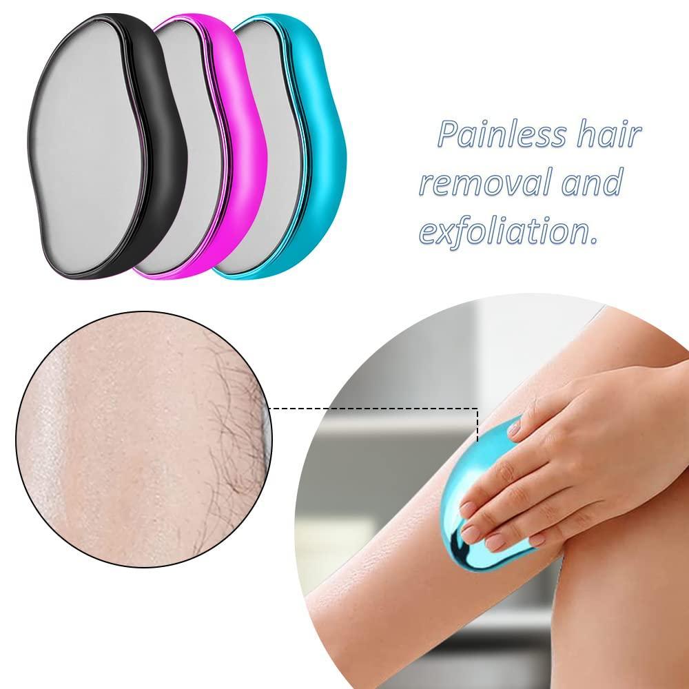 Crystal Hair Eraser for Women and Men, Magic Crystal Hair Remover Painless Exfoliation Hair Removal Tool for Arms, Legs, Back, Washable Crystal Epilator Without Shaving for Smooth Skin Gifts (random Colour)