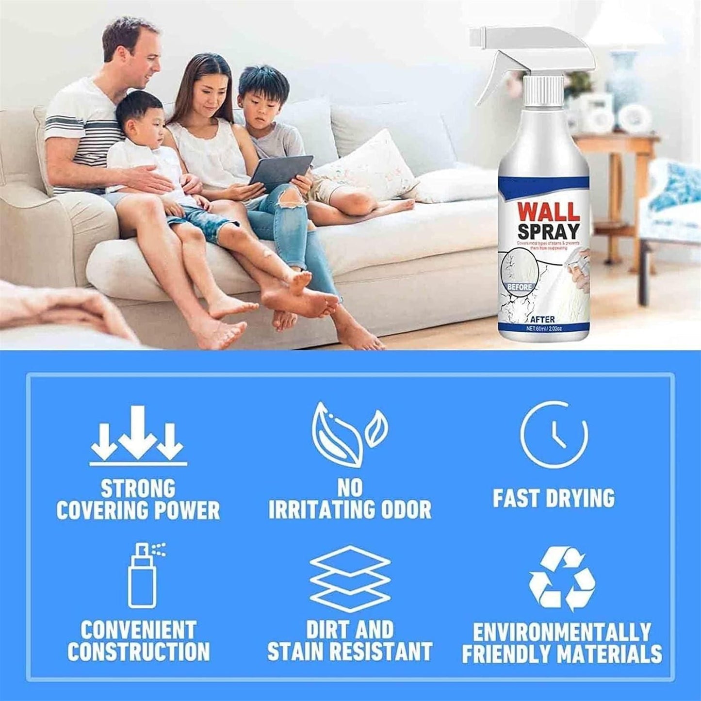Versatile Wall Repair Paint Wall Spray 60ml Each (Pack of 2)