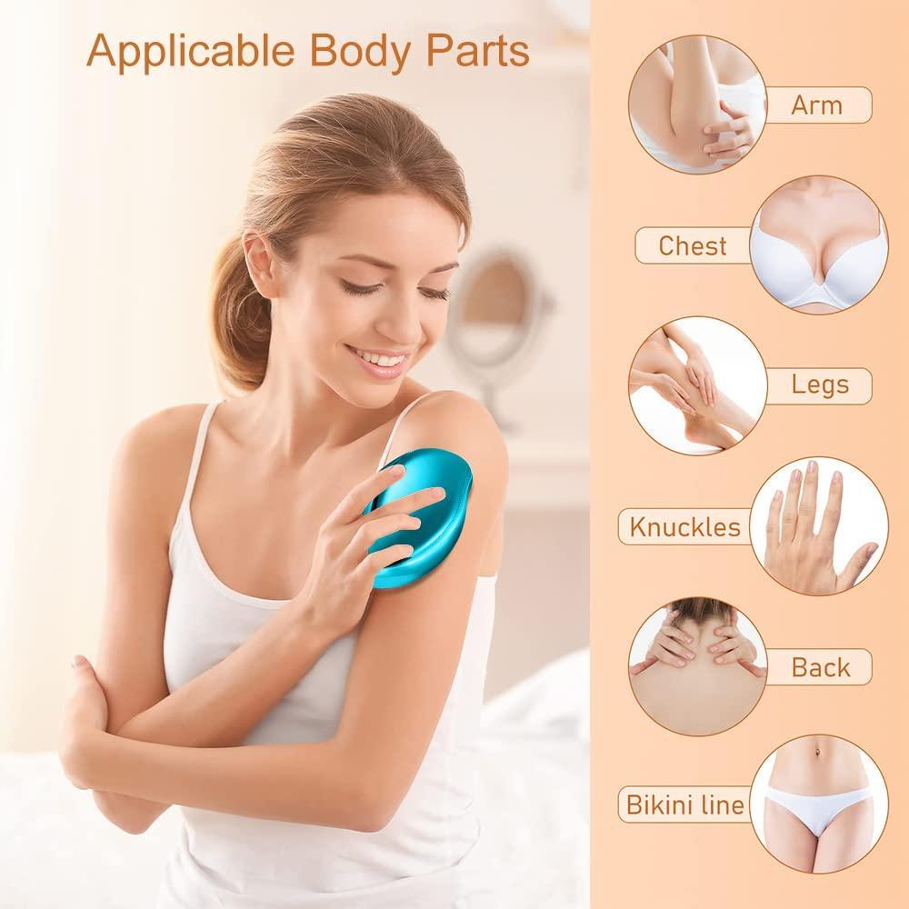 Crystal Hair Eraser for Women and Men, Magic Crystal Hair Remover Painless Exfoliation Hair Removal Tool for Arms, Legs, Back, Washable Crystal Epilator Without Shaving for Smooth Skin Gifts (random Colour)